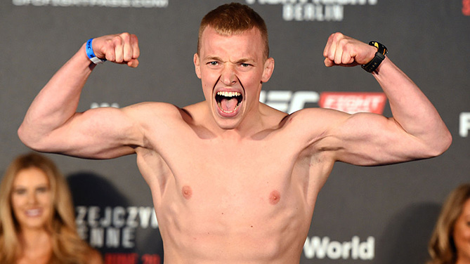 BERLIN, GERMANY - JUNE 19: Lukasz Sajewski of Poland weighs in during the UFC Berlin weigh-in at the O2 World. (Photo by Josh Hedges/Zuffa LLC)