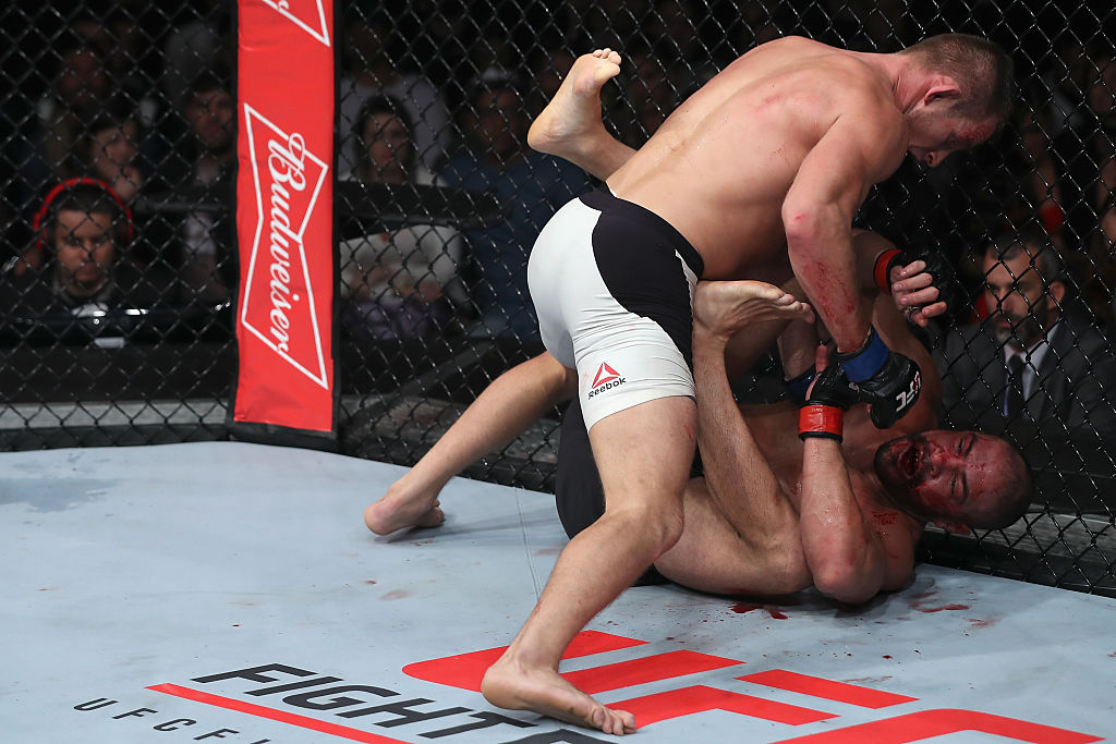 SAO PAULO, BRAZIL - NOVEMBER 19: Krzysztof Jotko of Poland punches Thales Leites of Brazil during their middleweight bout at the UFC Fight Night Bader v Minotouro at Ibirapuera Gymnasium on November 19, 2016 in Sao Paulo, Brazil. (Photo by Buda Mendes/Zuffa LLC)