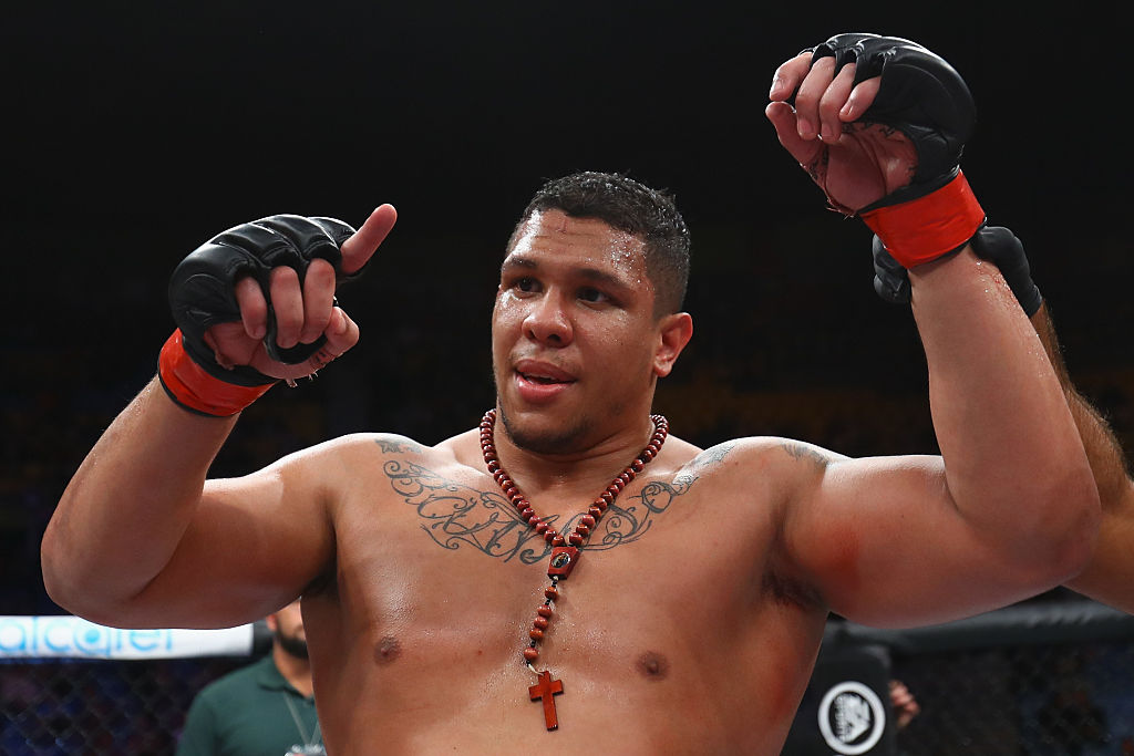 SAO PAULO, BRAZIL - NOVEMBER 19: Luis Henrique of Brazil celebrates victory against Christian Colombo of Denmark after their heavyweight bout at the UFC Fight Night Bader v Minotouro at Ibirapuera Gymnasium on November 19, 2016 in Sao Paulo, Brazil. (Photo by Buda Mendes/Zuffa LLC)