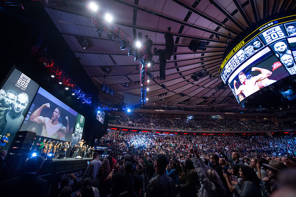 NEW YORK, NY - NOVEMBER 11: Chris Weidman steps onto the scale during the UFC 205 weigh-in inside Madison Square Garden. (Photo by Brandon Magnus/Zuffa LLC)