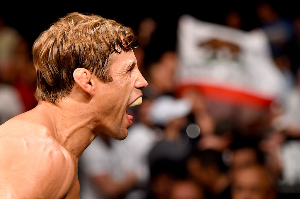 INGLEWOOD, CA - JUNE 04: Urijah Faber walks to the Octagon for his fight against Dominick Cruz in their UFC bantamweight championship bout during the UFC 199 event at The Forum. (Photo by Josh Hedges/Zuffa LLC)