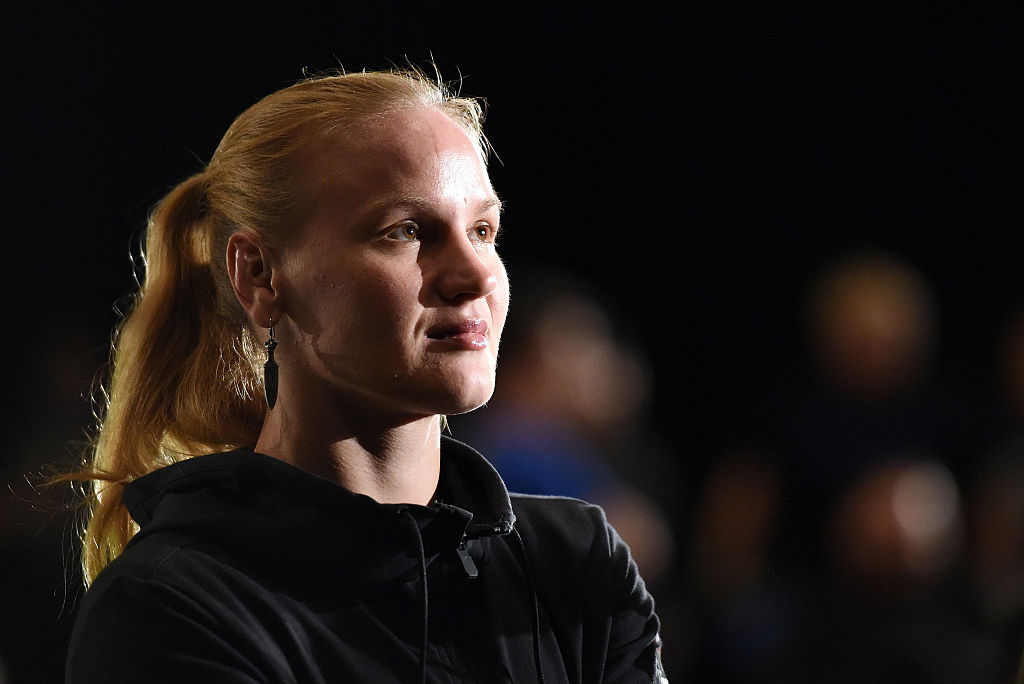 ORLANDO, FL - DECEMBER 18: Valentina Shevchenko of Russia waits backstage during the UFC weigh-in inside the Orange County Convention Center on December 18, 2015 in Orlando, Florida. (Photo by Mike Roach/Zuffa LLC)