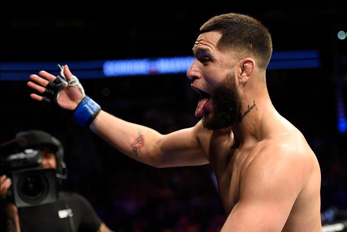 DENVER, CO - JANUARY 28: Jorge Masvidal celebrates his victory over Donald Cerronein their welterweight bout during the UFC Fight Night event at the Pepsi Center on January 28, 2017 in Denver, Colorado. (Photo by Josh Hedges/Zuffa LLC)