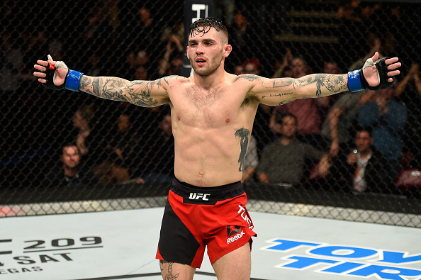 Gavin Tucker celebrates after defeating Sam Sicilia in his UFC debut