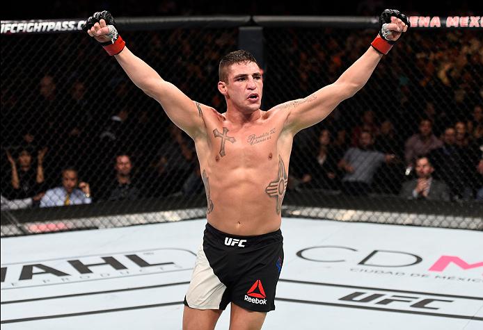 Diego Sanchez celebrates after defeating Marcin Held at their Fight Night in 2016