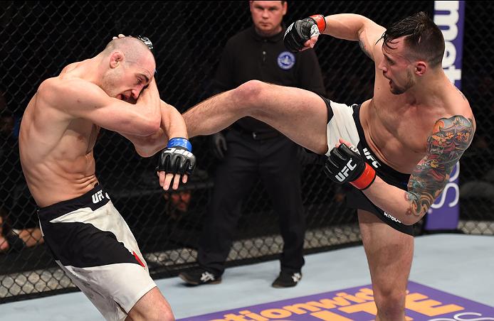 Krause kicks Shane Campbell during their bout at Fight Night Pittsburgh in early 2016