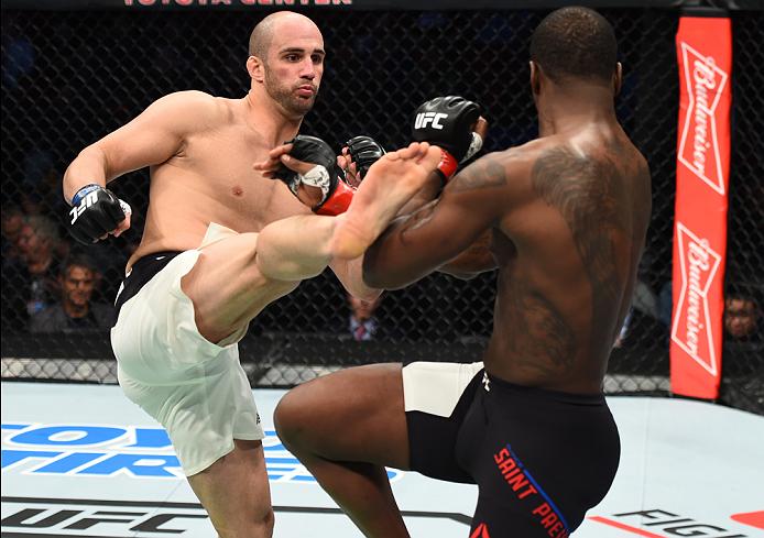 <a href='../fighter/Volkan-Oezdemir'>Volkan Oezdemir</a> kicks <a href='../fighter/Ovince-St-Preux'>Ovince Saint Preux</a> during their light heavyweight bout at Fight Night Houston“ align=“center“/><br /><strong>Volkan Oezdemir</strong><p>Oezdemir got the call to make his UFC debut 14 days prior to stepping into the Octagon with Ovince Saint Preux on Super Bowl Saturday in Houston. Over the course of 15 minutes, the 27-year-old Swiss fighter showed not only that he was deserving of a place on the roster, but also that he’s someone to watch in the light heavyweight division as he went toe-to-toe with “OSP” and came away with a split decision win.</p><p>Getting the nod over Saint Preux in his debut launched Oezdemir into the upper tier of the Top 15 in the 205-pound weight class and for his sophomore effort, he gets the opportunity to cement himself as the top fresh talent in the division. Sunday, Oezdemir locks up with fellow rising star <a href=
