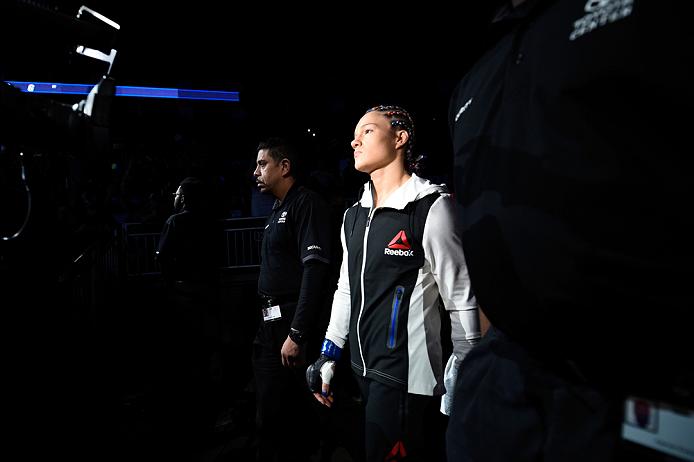 HOUSTON, TX - FEBRUARY 04: Felice Herrig prepares to enter the Octagon before facing Alexa Grasso of Mexico in their women's strawweight bout during the UFC Fight Night event at the Toyota Center on February 4, 2017 in Houston, Texas. (Photo by Jeff Bottari/Zuffa LLC)