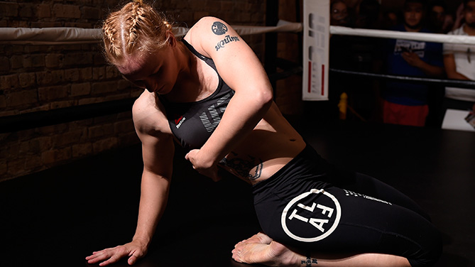 CHICAGO, IL - JULY 21: Valentina Shevchenko of Kyrgyzstan holds an open workout session for media at the UFC Gym on July 21, 2016 in Chicago, Illinois. (Photo by Josh Hedges/Zuffa LLC)