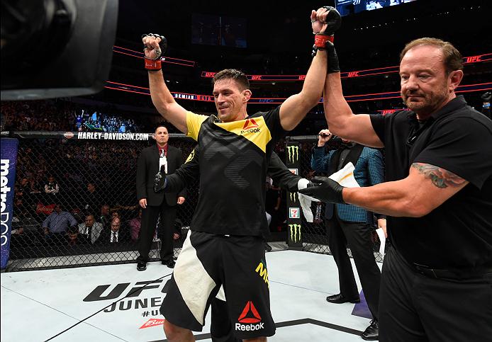 DALLAS, TX - MAY 13: Demian Maia celebrates his victory over Jorge Masvidal in their welterweight fight during the UFC 211 event at the American Airlines Center on May 13, 2017 in Dallas, Texas. (Photo by Josh Hedges/Zuffa LLC)