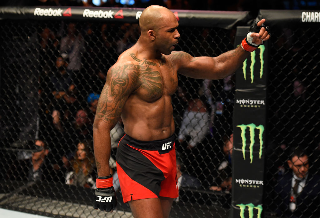 Jimi Manuwa celebrates after finishing Corey Anderson during Fight Night London in March