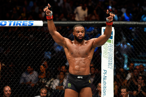 ANAHEIM, CA - JULY 29: Tyron Woodley reacts after his UFC welterweight championship bout against Demian Maia of Brazil during the UFC 214 event at Honda Center on July 29, 2017 in Anaheim, California. (Photo by Josh Hedges/Zuffa LLC/Zuffa LLC via Getty Images)