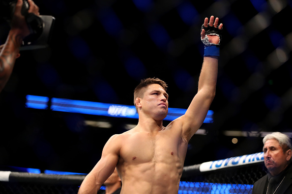 ANAHEIM, CA - JULY 29: Drew Dober waves to the crowd prior to his lightweight bout against Joshua Burkman during the UFC 214 event at Honda Center on July 29, 2017 in Anaheim, California. (Photo by Christian Petersen/Zuffa LLC/Zuffa LLC via Getty Images)