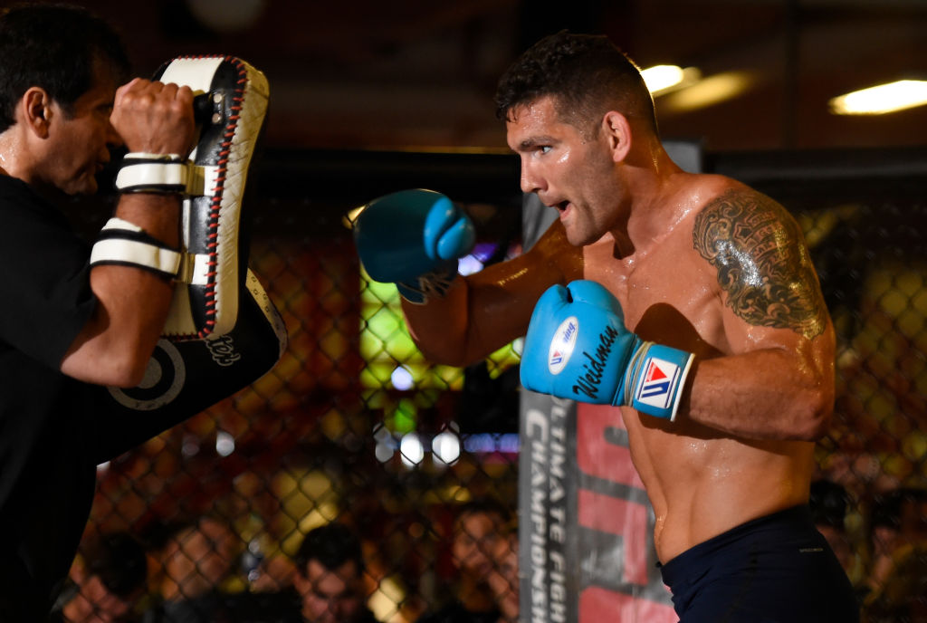 NEW HYDE PARK, NEW YORK - JULY 20: Chris Weidman holds an open workout session for fans and media at the UFC Gym July 20, 2017 in New Hyde Park, New York. (Photo by Josh Hedges/Zuffa LLC)