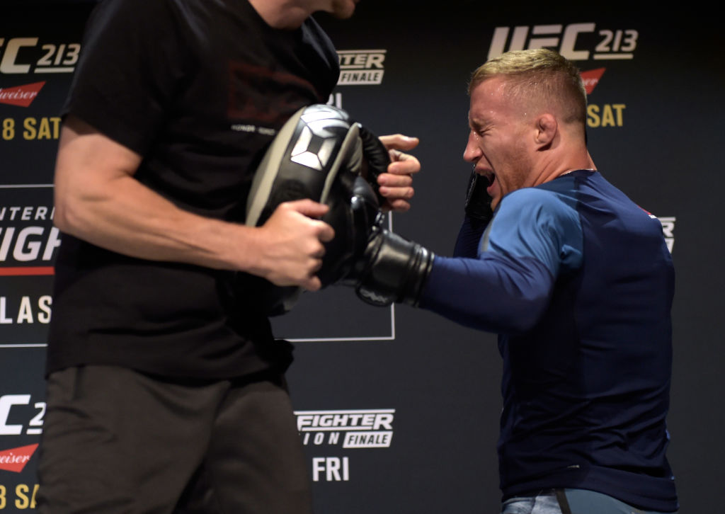 LAS VEGAS, NV - JULY 05: <a href='../fighter/Justin-Gaethje'>Justin Gaethje</a> holds an open workout session for fans and media at Park Theater on July 5, 2017 in Las Vegas, Nevada. (Photo by Brandon Magnus/Zuffa LLC)“ align=“center“/>Some might say that the attributes that have taken UFC lightweight contender Justin Gaethje to an 18-0 record, a WSOF title, and the No. 5 spot in the 155-pound rankings are things that can’t be taught.</p><p>Heart. Resilience. Determination.</p><p>So how did the Safford, Arizona native approach his coaching stint on the upcoming season of <a href=