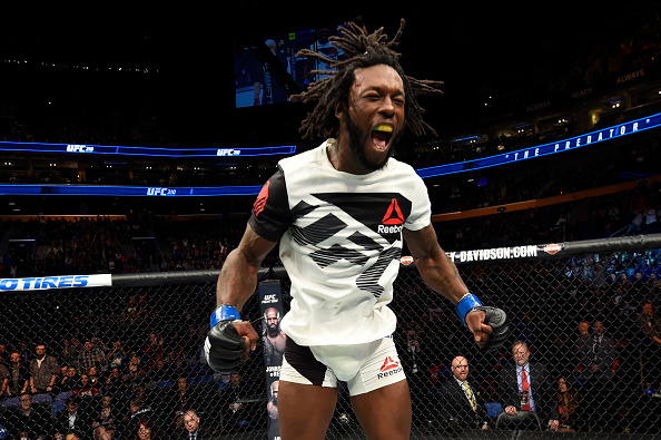 Desmond Green celebrates after his UFC debut victory against <a href='../fighter/josh-emmett'>Josh Emmett</a> at UFC 210″ align=“center“/><br /><a href=