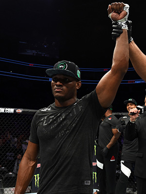 Kamaru Usman of Nigeria celebrates after knocking out <a href='../fighter/Sergio-Moraes'>Sergio Moraes</a> of Brasil in their welterweight bout during the <a href='../event/UFC-Silva-vs-Irvin'>UFC Fight Night </a>event inside the PPG Paints Arena on September 16, 2017 in Pittsburgh, Pennsylvania. (Photo by Josh Hedges/Zuffa LLC)“ align=“right“/>Kamaru Usman has a good point when he wonders how his unblemished 6-0 record in the UFC hasn’t yielded a Top 10 ranking. That could change when the new ones come out next week, but Usman showcased just how dangerous he has become against Sergio Moraes.</p><p>Known for his wrestling, Usman works with Henri Hooft and company down in Florida and has now evolved into a dangerous fighter in all areas.</p><p>“That was the statement win I’ve been looking for. If people around the world are thinking that I’m not the guy to take that belt away from (Tyron) Woodley, they are crazy,” Usman said. “I think RDA (<a href=