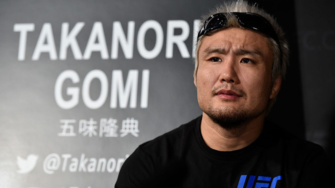 TOKYO, JAPAN - SEPTEMBER 20: Takanori Gomi of Japan interacts with the media during the UFC Ultimate Media Day at the Park Hyatt on September 20, 2017 in Tokyo, Japan. (Photo by Jeff Bottari/Zuffa LLC)