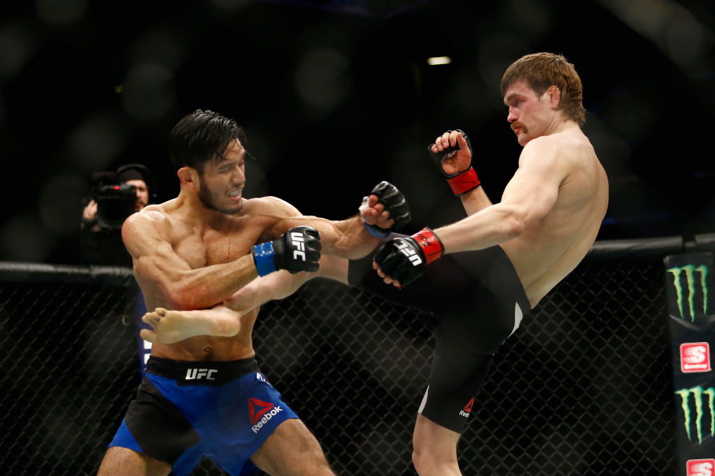 NEW YORK, NY - FEBRUARY 11: <a href='../fighter/rick-glenn'>Rick Glenn</a> (R) of United States lands a kick against <a href='../fighter/Phillipe-Nover'>Phillipe Nover</a> (L) of United States in their featherweight bout during UFC 208 at the Barclays Center on February 11, 2017 in the Brooklyn Borough of New York City. (Photo by Anthony Geathers/Getty Images)“ align=“middle“/>Rick Glenn’s reason for pursuing a career in prizefighting at the age of 14 was simple. According to his UFC bio, it was to “live the American Dream.”<p>Fourteen years later, as he approaches a Saturday bout with <a href=