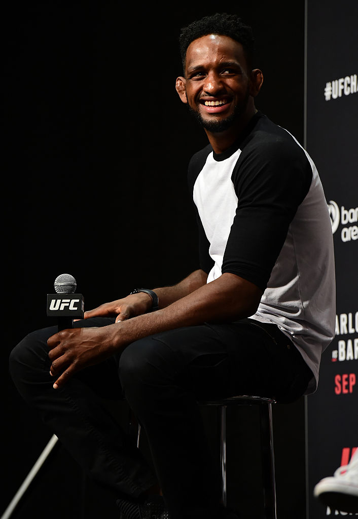 HAMBURG, GERMANY - SEPTEMBER 02: Neil Magny of the United States answers questions for fans and media during a Q&A before the <a href='../event/UFC-Silva-vs-Irvin'><a href='../event/UFC-Silva-vs-Irvin'>UFC Fight Night </a></a>Weigh-in held at Barclaycard Arena on September 2, 2016 in Hamburg, Germany. (Photo by Mike Roach/Zuffa LLC/)“ align=“left“/>In the aftermath of his fight with Hendricks, Magny experienced a tingling sensation in his left arm, but chalking it up as a stinger, he carried on without pause. A couple weeks later, he was unable to lift a 15-pound dumbbell and knew he was dealing with something far more serious.</p><p>“It ended up being a pretty significant neck injury,” said Magny, who was given a choice between having surgery and making a fairly quick return to competition or physical therapy and an uncertain timeline for his next fight. “A fusion would have been an option and the other choice would have been an artificial disc replacement where they’d go in, take the damaged disc out and put a new one in.</p><p>“My doctor laid out surgery as an option as far as getting my neck fixed and getting right back out there right away, but with the surgery, I would have been a guinea pig,” he explained. “There has never been a fighter at the UFC level that had the surgery I would have had, so I would have been a guinea pig.</p><p>“As good as it sounded and as tempting as it was to do the surgery and get back out there right away, it was one of those things that I didn’t want to put myself through because I knew in the back of my mind that if something went wrong with the surgery, there is no going back.”</p><p>After 24 weeks of physical therapy, Magny was finally given a clean bill of health and cleared to resume training.</p><p>While he definitely struggled with the uncertainty of his situation, the affable welterweight contender also knew he would have plenty of options available to him when he was finally able to book his return to action, as he became a popular name for victorious fighters looking to make their way up the divisional rankings to call out during their post-fight interviews.</p><p>“One of things coming off an injury that you’re always worried about is, ‘Is it going to be hard to find an opponent? Am I going to drop off the rankings?’” explained Magny. “All these ‘what ifs’ go through your mind, but being in a position where I was getting called out after all these major wins, I was like, ‘I guess once I get cleared by a doctor, I’m going to have some pretty good fights lined up.’”</p><p><span class=