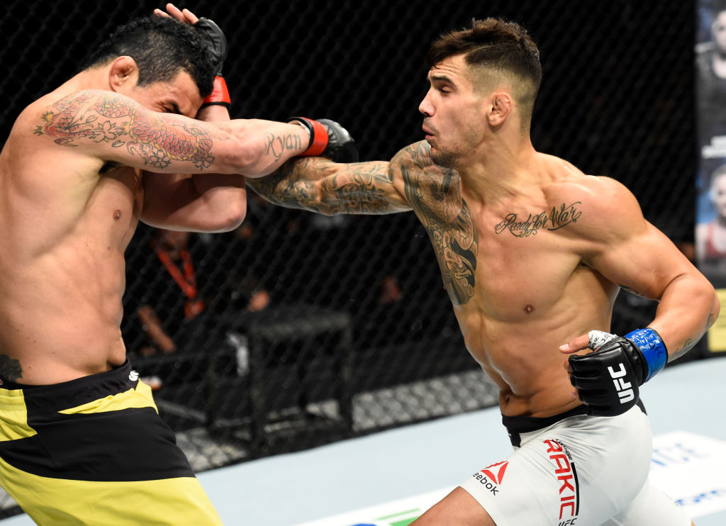 ROTTERDAM, NETHERLANDS - SEPTEMBER 02: (R-L) Aleksandar Rakic of Austria punches Francimar Barroso of Brazil in their light heavyweight bout during the UFC Fight Night event at the Rotterdam Ahoy on September 2, 2017 in Rotterdam, Netherlands. (Photo by Josh Hedges/Zuffa LLC)