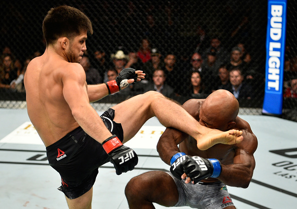 EDMONTON, AB - SEPTEMBER 09: (L-R) <a href='../fighter/Henry-Cejudo'>Henry Cejudo</a> kicks <a href='../fighter/Wilson-Reis'>Wilson Reis</a> of Brazil in their flyweight bout during the UFC 215 event inside the Rogers Place on September 9, 2017 in Edmonton, Alberta, Canada. (Photo by Jeff Bottari/Zuffa LLC)“ align=“right“/>Not many fighters in the flyweight division not named <a href=