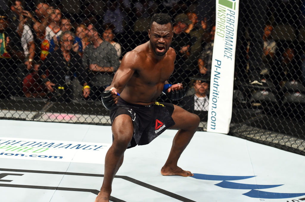 <a href='../fighter/Uriah-Hall'>Uriah Hall</a> of Jamaica celebrates after defeating <a href='../fighter/Krzysztof-Jotko'>Krzysztof Jotko</a> of Poland in their middleweight bout during the UFC Fight Night event inside the PPG Paints Arena on September 16, 2017 in Pittsburgh, Pennsylvania. (Photo by Josh Hedges/Zuffa LLC)“ align=“right“/> Meanwhile, Uriah Hall pulled off a thrilling come from behind KO victory against Krzysztof Jotko after nearly being finished in the first round. Hall was picked by 67 percent percent of fantasy players, with the win also earning an extra 120 points because it was such a tight matchup on paper.</p><p><a href=