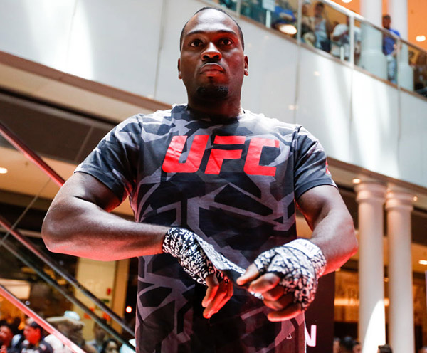 Middleweight contender <a href='../fighter/Derek-Brunson'><a href='../fighter/Derek-Brunson'>Derek Brunson</a></a> practices during the Open Workouts at the Vila Olimpia Mall for the <a href='../event/UFC-Silva-vs-Irvin'><a href='../event/UFC-Silva-vs-Irvin'>UFC Fight Night </a></a>Sao Paulo on October 25, 2017 in Sao Paulo, Brazil. (Photo by Alexandre Schneider/Zuffa LLC)“ align=“center“/>Following a wild two-fight stretch that saw his five-fight winning streak disappear at the hands of <a href=