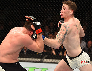 (R-L) Darren Till punches <a href='../fighter/nicolas-dalby'>Nicolas Dalby</a> in their welterweight fight during the UFC event at 3Arena on October 24, 2015 in Dublin, Ireland. (Photo by Josh Hedges/Zuffa LLC/)“ align=“left“/>“I’ve really moved about a lot and I traveled the world a lot, so I’ve never really considered one place home,” he said. “I consider the world my home. I just adapt to wherever I am. I think the biggest problem was leaving my daughter behind. That was probably my biggest thing. I definitely want to bring my daughter to see my family and see my way of life in England. I’m not with her mother anymore, she’s my ex-girlfriend, but we’re still on good speaking terms and she’ll always have a home with my family, so that’s always good to keep the peace.”</p><p>At 24 years old, peace is good for the personal life of Mr. Till, especially since there is plenty of war to be waged in his day job, starting with this weekend’s main event against Donald “Cowboy” Cerrone in Gdansk. Heading into 2017, it’s not exactly where Till expected to be spending this Saturday night, but a pair of wins over <a href=