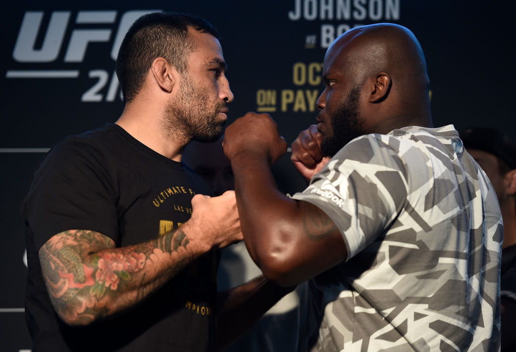 (L-R) Fabricio Werdum of Brazil and Derrick Lewis face off during the UFC 216 <a href='../event/Ultimate-Brazil'>Ultimate </a>Media Day on October 4, 2017 in Las Vegas, Nevada. (Photo by Brandon Magnus/Zuffa LLC)“ align=“right“/>It’s the opposite attitude most fighters of Werdum’s age and status would have. After reaching the top of the sport and getting to the age when most would start to taper down their workload, Werdum is more eager than ever to step into the Octagon. A lot.</p><p>“I don’t think the age matters,” he said. “Your mind is the most important thing. My body’s okay – I’ve had a lot of injuries, but everybody has them, and I don’t have any terrible injuries like breaking something. So I’m good. I think I have four, maybe five more years, but I don’t know. I don’t want to talk about being retired. I think it’s negative. I don’t like when a guy says he’s retired and then after one or two years he comes back again. Why? If you’re retired, that’s it. So for now, I want to fight maybe three or four times a year. My big goal is the belt, but I also want to fight more.”</p><p>This weekend’s matchup with Lewis is his second fight of the year following a decision loss to <a href=