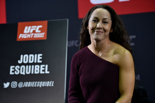 <a href='../fighter/Jodie-Esquibel'>Jodie Esquibel</a> interacts with media during the <a href='../event/UFC-Silva-vs-Irvin'>UFC Fight Night </a>Media Day inside Ergo Arena on October 19, 2017 in Gdansk, Poland. (Photo by Jeff Bottari/Zuffa LLC)“ align=“center“/>When Jodie Esquibel was announced as one of the strawweights competing for a spot in <a href=