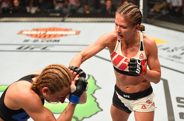 (R-L) Karolina Kowalkiewicz punches <a href='../fighter/Heather-Clark'><a href='../fighter/Heather-Clark'>Heather Jo Clark</a></a> in their women’s strawweight bout during the UFC Fight Night event at Ahoy Rotterdam on May 8, 2016 in Rotterdam, Netherlands. (Photo by Josh Hedges/Zuffa LLC)“ align=“left“/>Fighting in her home country for the first time since signing with UFC, Kowalkiewicz will aim to rebound from the first two losses of her professional career in this homecoming assignment opposite Invicta FC veteran Esquibel.</p><p>After earning 10 consecutive victories to begin her career and earn a shot at the women’s strawweight title, the 31-year-old Kowalkiewicz dropped a unanimous decision to <a href=