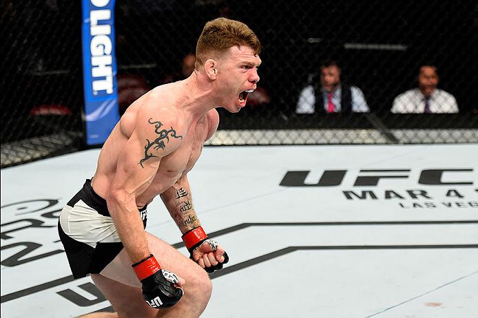 <a href='../fighter/paul-felder'>Paul Felder</a> celebrates after defeating <a href='../fighter/alesandro-ricci'>Alessandro Ricci</a> during their lightweight bout in February“ align=“center“/><br />It’s been a heady time for UFC lightweight Paul Felder. Owner of a two-fight knockout streak and scheduled for a highly anticipated bout against <a href=