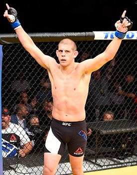 Joe Lauzon reacts to his victory over Diego Sanchez in their lightweight bout during the UFC 200 event on July 9, 2016 at T-Mobile Arena in Las Vegas, NV (Photo by Josh Hedges/Zuffa LLC)