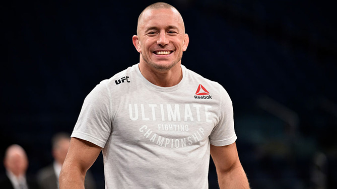 NEW YORK, NY - NOV. 1: Georges St-Pierre holds an open workout session for fans and media inside Madison Square Garden. (Photo by Jeff Bottari/Zuffa LLC)