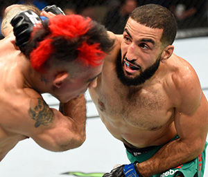 Belal Muhammad punches <a href='../fighter/augusto-montano'><a href='../fighter/augusto-montano'>Augusto Montano</a></a> of Mexico in their welterweight bout during the <a href='../event/UFC-Silva-vs-Irvin'><a href='../event/UFC-Silva-vs-Irvin'>UFC Fight Night </a></a>event at State Farm Arena on September 17, 2016 in Hidalgo, Texas. (Photo by Josh Hedges/Zuffa LLC)“ align=“left“/>“I was happy because I know that Tim Means is gonna bring an exciting fight,” Muhammad said. “With Taylor, it was a fight where I wanted to show myself against a grappler. I’ve fought grapplers outside the UFC and done very well with them, and nobody has really seen me against a wrestler in the UFC, so I wanted to go against a wrestler to show what I’m capable of. But with Tim Means, I know it’s definitely going to be an exciting fight.”</p><p>Wait a second. Muhammad wanted to deal with the swarming wrestling attack of Taylor?</p><p>“My goal is to fight the champ, so I want people to know that I’m well-rounded everywhere,” he said. “And I want to test myself as well. I fought three strikers in a row and now I know I can strike with these UFC guys; let me show that I can grapple with these UFC guys.”</p><p><span class=