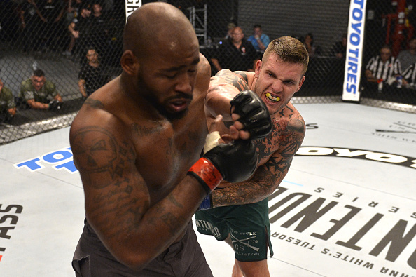 Allen Crowder punches <a href='../fighter/Don-Tale-Mayes'>Don’Tale Mayes</a> during their fight on Dana White’s Tuesday Night Contender Series“ align=“center“/><br /><strong>Allen Crowder</strong><p>Crowder ran his winning streak to four with a third-round technical knockout victory over highly touted prospect Dontale Mayes on the eighth installment of the Dana White Tuesday Night Contender Series, earning the chance to compete in the Octagon.</p><p>A pro since 2014, the North Carolina native was relentless in his bout with Mayes, weathering a couple rocky patches to eventually take down, mount and pound out the victory to pick up one of the three contracts handed out on the final show of the season. Boasting an 8-2 record overall with one of those setbacks coming against surging heavyweight contender <a href=