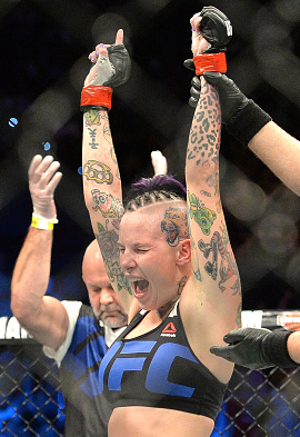 Bec Rawlings celebrates her win against Seohee Ham during UFC Brisbane on March 20, 2016 in Brisbane, Australia. (Photo by Bradley Kanaris/Getty Images)