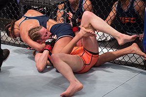 Tatiana Saurez (top) submits <a href='../fighter/kate-jackson'>Kate Jackson</a> during the filming of The Ultimate Fighter: Team Joanna vs Team Claudia at the UFC TUF Gym on March 2, 2016 in Las Vegas, Nevada. (Photo by Elliot Howard/Zuffa LLC)“ align=“left“/>“Obviously, I want the belt, that’s what everybody strives for,” she said. “No one walks into the gym and is like, ‘I think I’m gonna settle for fifth-ranked.’ No one does that. But it doesn’t matter who’s at the top. I’m not chasing somebody; I’m chasing becoming a better version of myself every single time I step into the cage. If you do the work and put in the time and make the sacrifices needed, you’ll go out there and perform well. So, for me, I know my time will come. I just need to be patient and focus on the task at hand. If you’re always looking at the future and not focusing on what’s in front of you, a lot of times that’s what will get you to lose focus on what’s important at that time. I need to beat my next opponent and then see what happens from there.”</p><p>It all begins with her return on Saturday, one she’s waited over a year for. And though one would assume she would wish that fight night was here yesterday, that’s not the case because she’s just taking it all in.</p><p>“I like fight week, I like the whole thing behind it – the build-up, the weigh-in, everything like that,” she laughs. “I enjoy the experience, I like to be around all the people from the UFC, so I can wait a few more days. That’s nothing compared to how long I’ve waited to get back. I’m excited, but I like everything before it too. Except for the weight cut.”<iframe src=