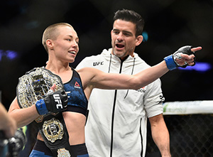 Rose Namajunas celebrates her victory over <a href='../fighter/Joanna-Jedrzejczyk'>Joanna Jedrzejczyk</a> of Poland in their UFC women’s strawweight championship bout during the UFC 217 event at Madison Square Garden on November 4, 2017 in New York City. (Photo by Jeff Bottari/Zuffa LLC)“ align=“left“/>Whenever a champion is on top for a long time, the eventual tendency is to root for the underdog, and that was the case leading up to the UFC 217 bout between Joanna Jedrzejczyk and Rose Namajunas. As much as fight fans love Joanna, as the bout drew closer, there was a feeling that they were starting to sit in Rose’s corner, and on the night, it was Namajunas who stunned the world. Sure, Namajunas has been erratic since her UFC debut (in a title fight, no less), but that’s the price you pay for growing up in public. After Saturday, it may be safe to say that the Milwaukee native is all grown up. Will another long reign at 115 pounds be in store? It wouldn’t be a surprise if there is.</p><p><strong>3 – <a href=