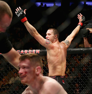 James Vick celebrates after bringing down <a href='../fighter/joseph-duffy'>Joe Duffy</a> of Ireland in their lightweight bout during the UFC 217 event at Madison Square Garden on November 4, 2017 in New York City. (Photo by Mike Stobe/Getty Images)“ align=“left“/>James Vick said it best after his second-round stoppage of Joe Duffy: if the top fighters at 155 pounds say they don’t know him after he’s put together an 8-1 UFC record, they’re lying. And if they’re not, they certainly know who he is after he halted fellow top prospect Duffy. With his height, reach and a versatile standup and ground attack, Vick is a scary style matchup for anyone in the lightweight division, and you have to believe that he’s not only going to nab a top 15 ranking this week, but that he’s going to get the big fight he craves the next time out. He’s earned it.</p></div><footer><div class=