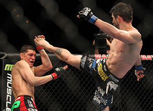 Condit kicks <a href='../fighter/Nick-Diaz'>Nick Diaz</a> during UFC 143 on February 4, 2012 in Las Vegas, NV. (Photo by Josh Hedges/Zuffa LLC/Zuffa LLC via Getty Images)“ align=“left“/>That should be enough for us when it comes to someone who has always delivered a fight when his name was called. And at 33 years old, he may want to do this for another ten years. Or he might not. Whatever happens after Saturday night, he’ll deal with it then.</p><p>“I’m an athlete and a martial artist until the day I die, but I don’t know,” Condit said when asked if he’ll still be thinking he’s got another fight left when he’s 50 years old. “I’m gonna stop tap dancing around potential retirement and I’m just gonna take it as it comes and see how it goes. But I don’t see myself stopping training, stopping the pursuit of knowledge and bettering myself as a martial artist when I’m done with this.”</p><p>No, Carlos Condit is a lifer. And this weekend we get to see him do what he does best.</p><p>“This is what I know and this is how I can make money, pay bills, and I still love it and am able to do it, and I’m excited,” he said. “I’m excited to come back and fight again. This is what I love to do, honestly.”</p></div><footer><div class=