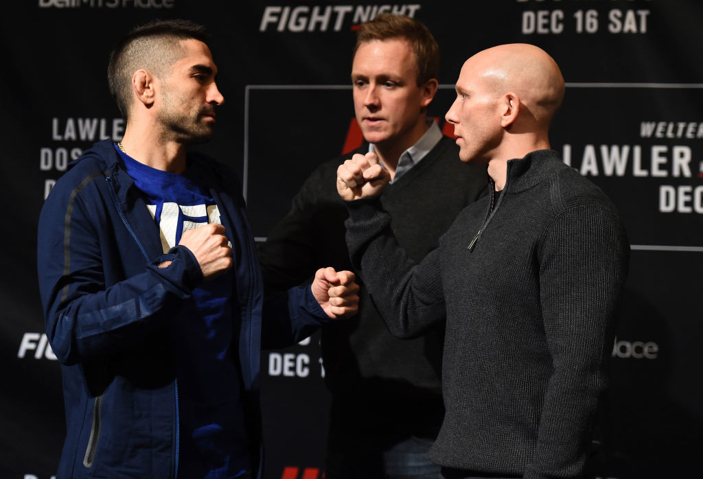 Josh Emmett faces off with Ricardo Lamas ahead of their featherweight bout at Fight Night Winnipeg