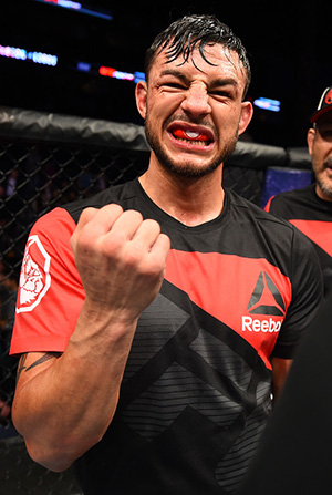Swanson reacts after his victory Lobov during <a href='../event/UFC-Silva-vs-Irvin'>UFC Fight Night </a>on April 22, 2017 in Nashville, TN. (Photo by Jeff Bottari/Zuffa LLC)“ align=“left“/>“I know what it’s like to step up in competition and all of a sudden having so much attention on you and going, ‘Whoa, I’m ready for this,’” said Swanson, who was submitted in 35 seconds by the former UFC lightweight champion, snapping an 11-fight winning streak. “And you’re telling yourself that, but maybe you’re not. That’s always there, and I know that he (Ortega) is gonna be feeling that. And it’s my obligation, as a veteran, to exploit that. And I’m excited for the opportunity.”</p><p>Yeah, Cub Swanson isn’t getting soft. On fight night, all the same feelings come back, the ones that drove him when he had nothing and that still drive him as he sits at the top of the sport.</p><p>“When you store up all those emotions and that inner demon, it comes out at some point,” he said. “So fighting, for me, has always become my outlet and my chance to become that killer and go ahead and put on a show and be ferocious and let everybody look. And once it’s over, the more mean I am in the fight, the softer I am at home. So when I get it all out at my opponent, I get to come home and spend time with my girl and my daughter and have Christmas.”</p><p>He chuckles, knowing that becoming Killer Cub and then transforming back into dad isn’t the easiest thing to understand for those not living that life. But that’s okay, because he knows it and understands it, and finally, at 34, he’s enjoying it.</p><p>“I’m just enjoying the moment,” he said. “My whole 20s pretty much, I was trying to be great and I don’t even remember most of it because it was boring. I just trained, trained, trained. I didn’t do anything fun. I was so worried that I would get sucked back into being average. So ever since then I’ve been able to focus on all this stuff and enjoy the moment.”</p><p>Saturday is the next moment to take in, and just before he makes the walk, he’ll refer back to something his sports psychologist told him.</p><p><em>“This could be the greatest night of your life. You just gotta go out there and make it happen.”</em></p></div><footer><div class=