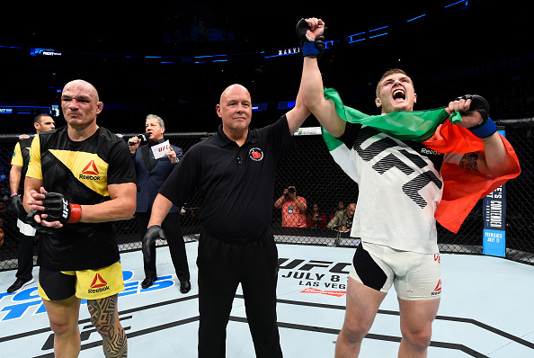 Marvin Vettori celebrates his victory over <a href='../fighter/vitor-miranda'>Vitor Miranda</a> at Fight Night Oklahoma City“ align=“center“/><br />“I was always into martial arts, but it was more like a game,” he said. “I always liked training and being around the gym. One day, a guy came and did a seminar and, at the same time, I was already getting fascinated by martial arts, and I started to watch PRIDE and I said, ‘Man, these guys are super human. I want to be like them.’ They looked like they were made of iron, they were a different level, athletes above any other athlete. They can fight ten men and beat them. (Laughs) I wanted to do this.”<p>The names he mentions are familiar to any fan of the fight game: Fedor, Shogun, Wanderlei. And when the aforementioned seminar took place, the teenager got a dose of reality that was right in line with the way he was thinking and the way those PRIDE legends were fighting.</p><p>“I liked his approach, he was very serious,” Vettori said. “He was severe in a way. I was putting in some work and every time I went a little bit harder with people, they were like, ‘Are you trying to beat me up?’ This guy came like, ‘Beating people up is good. It’s what we’re supposed to do.’”</p><p>It was what he needed to hear, and his mind was made up. He was going to keep training, finish school, and then become a fighter. There was just one problem.</p><p>“I was naïve in a way,” he said. “I didn’t know that MMA really didn’t exist in Italy. Look, we have just two guys in the NBA, volleyball is getting bigger in the place where I’m from, but other sports, we are a lot of steps behind soccer.”</p><p>There were MMA events here and there, and <a href=