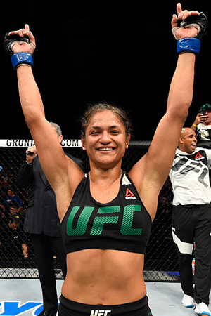  Cynthia Calvillo celebrates her victory over Joanne Calderwood during the <a href='../event/UFC-Silva-vs-Irvin'>UFC Fight Night </a>event on July 16, 2017 in Glasgow, Scotland. (Photo by Josh Hedges/Zuffa LLC)“ align=“right“/> “I used to be married – I had a husband and we had a house and a car and all this stuff – and it wasn’t successful,” she said. “You learn a lot about what’s important and what’s not and what you really want to accomplish in life. I already did my partying when I was in my 20s and I’m not really entertained by any of that. None of that impresses me or makes me happy. I truly just want to be a good person, I want to be a world champion and just go above and beyond anything I could have ever imagined when I was 20. I would have never thought I could be something like this, so I can’t take it for granted.”</p><p>If she needs any reminders, she can go back to the beginning of the year, when she was still working a day job at the Cheesecake Factory while juggling a fighting career. Those days are over, but when things get tough around weight cutting time, she can always remember how she got through while having to be around food several hours a day.</p><p>“It was extremely hard,” she laughs. That’s a 20-page menu.”</p><p>We go on to discuss that menu, particularly the dessert section, and Calvillo reels off the names of the various cheesecakes, an impressive feat, especially with her fight on the horizon.</p><p>“All of a sudden I can name all of them off the top of my head.”</p><p>The subject gets changed, because it’s not cool to talk cheesecake with a fighter about to cut weight. But it doesn’t bother Calvillo. She’s too mentally strong to be rattled by such matters. She’s got a fight on her mind, and after that, a look at her history makes it no surprise that this is a young lady in a hurry.</p><p>“My goal from the time I started fighting was to be world champion, but I also know that there are certain goals you have to accomplish first before you get there,” she said. “So I try to focus on what’s in front of me. But I’m hoping next year I get that title shot. I know Rose (Namajunas) being the new champion mixes it up, but I think after I beat Carla, I can fight another person in a title eliminator and get a fight for the title.”</p></div><footer><div class=