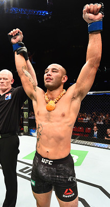 (R-L) Frank Camacho celebrates his victory over Damien Brown during the UFC Fight Night event on November 19, 2017 in Sydney, Australia. (Photo by Josh Hedges/Zuffa LLC)