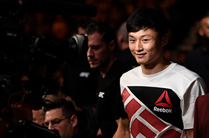 Doo Ho Choi enters the Octagon during <a href='../event/The-Ultimate-Fighter-T-Rampage-vs-T-Forrest-Finale'><a href='../event/The-Ultimate-Fighter-Finale-Team-Nog-vs-Team-Mir'><a href='../event/The-Ultimate-Fighter-Team-Liddell-vs-Team-Ortiz-FINALE'><a href='../event/TUF13-finale'><a href='../event/the-ultimate-fighter-a-champion-will-be-crowned'>The Ultimate Fighter Finale </a></a></a></a></a>event on July 8, 2016 in Las Vegas, Nevada. (Photo by Jeff Bottari/Zuffa LLC)“ align=“right“/>Choi didn’t get the win that night in Toronto, but no one who saw those 15 minutes of fistic fury will ever forget it. “The Korean Superboy” won’t either, as he’s nearly had it on a loop in the ensuing year.</p><p>“I watched the fight many times and studied it a lot,” Choi said through a translator. “I think this fight took me to the next level of myself.”</p><p>That could be bad news for the man he faces Sunday in St. Louis, <a href=