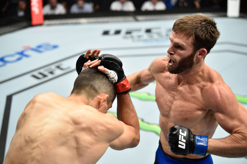Jordan Rinaldi punches <a href='../fighter/alvaro-herrera'>Alvaro Herrera</a> during their bout at Fight Night Mexico“ align=“center“/><p><strong>Gregor Gillespie vs. Jordan Rinaldi</strong></p><p>Gregor Gillespie might just be one of the best prospects in the UFC lightweight division, and he’ll look to showcase why once again this weekend as he takes on Jordan Rinaldi.</p><p>Gillespie is a former Division I All-American wrestler with a high output grappling game where he’s averaging six takedowns per fight, and he’s absolutely relentless when he wants to get the fight to the ground. But Gillespie is no stranger to striking either, as he actually has solid output on the feet as well, with three significant strikes landed per minute with just under 44 percent accuracy. Of course, Gillespie is best on the ground, where he’s an absolute machine with his takedowns and ground control.</p><p>Unfortunately for Rinaldi, he plays right into Gillespie’s game with his base coming from wrestling and Brazilian jiu-jitsu as well. While Rinaldi will definitely look to stuff those takedowns or potentially reverse positions to grab on to a submission, he’s going to have an awfully hard time keeping Gillespie from planting him on the mat time and again. From there, it’s up to Gillespie to either remain in control or work to finish the fight by either TKO or a submission of his own.</p><p><em>Prediction: Gregor Gillespie by TKO, Round 2</em></p><p><strong><a href=