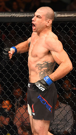 Vinc Pichel celebrates after defeating Damien Brown during the UFC Fight Night event on June 11, 2017 in Auckland, NZ. (Photo by Josh Hedges/Zuffa LLC)